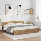 Bedframe 200x200 cm Artisan eiken met hoofdbord