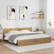 Bedframe 200x200 cm Artisan eiken met hoofdbord