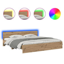 Bedframe met hoofdeinde Artisan Eiken 200 x 200 cm Bewerkt hout