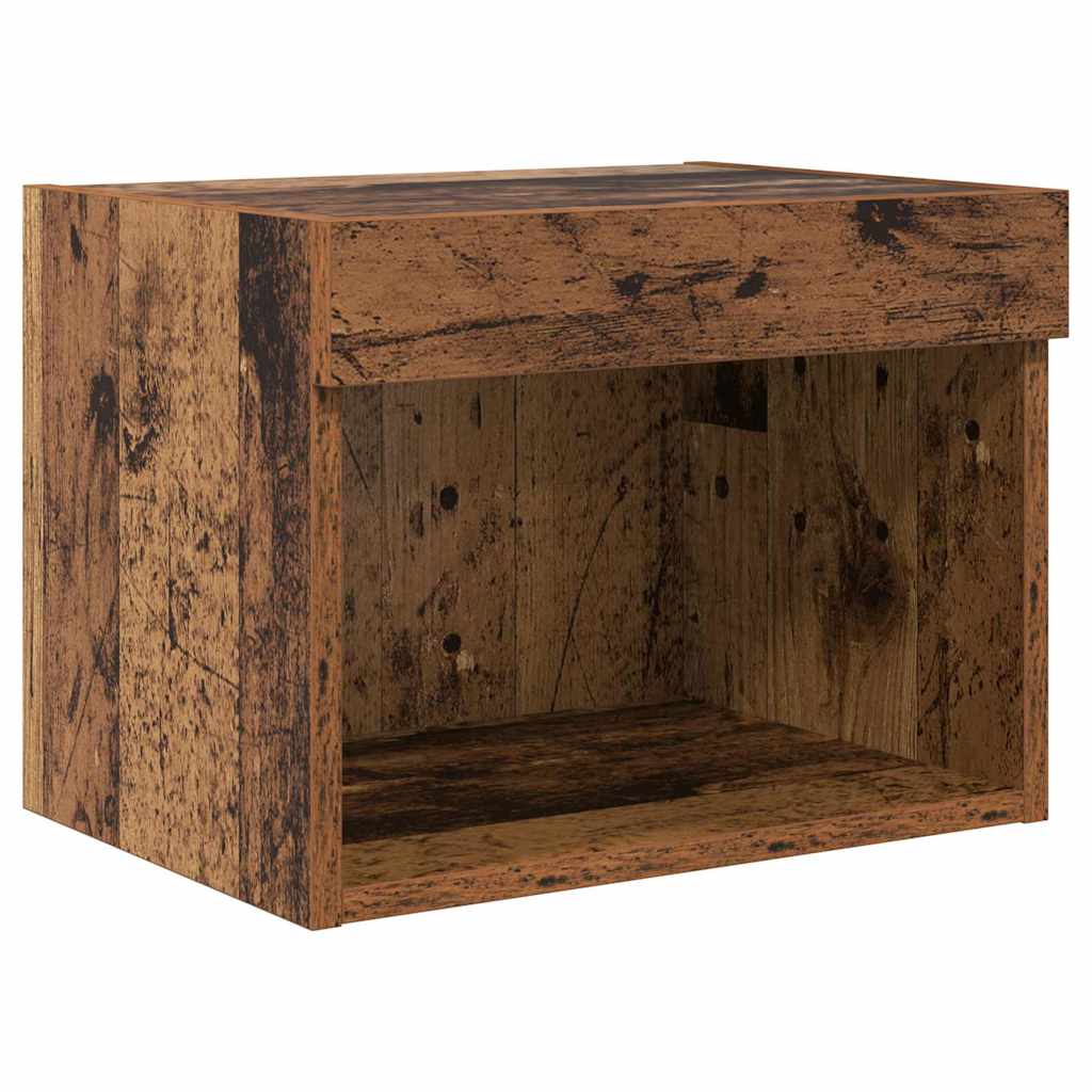 TV Wandkast Set with LED String Lights 5 pcs Oudhout Bewerkt hout