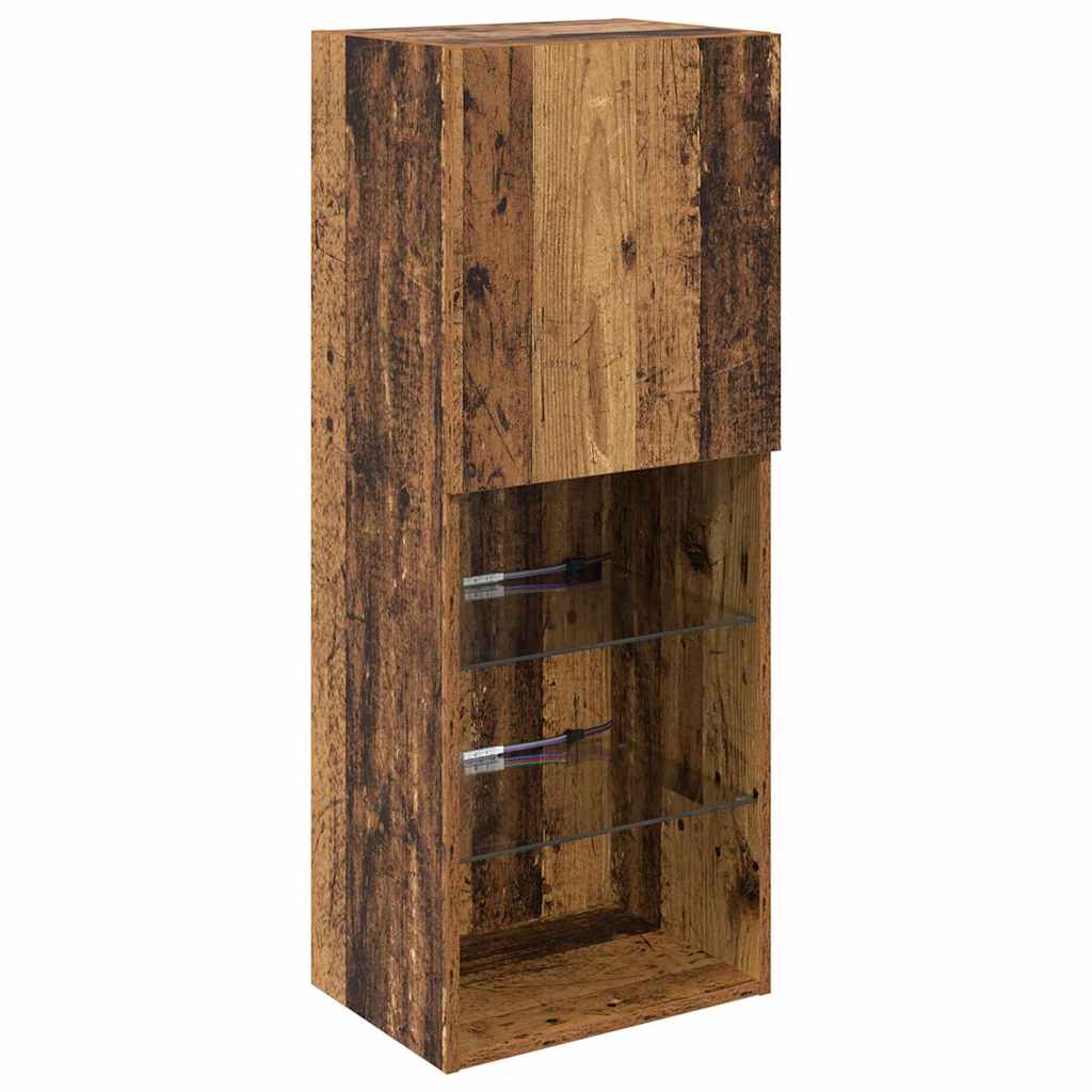TV Wand Eenheden met LED 5 pcs Oud hout 40,5 x 30 x 102 cm