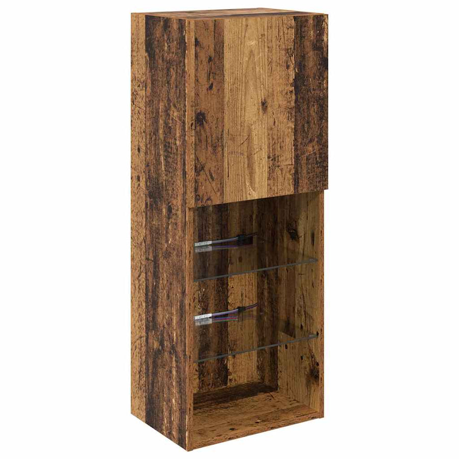 TV Wand Eenheden met LED 5 pcs Oud hout 40,5 x 30 x 102 cm