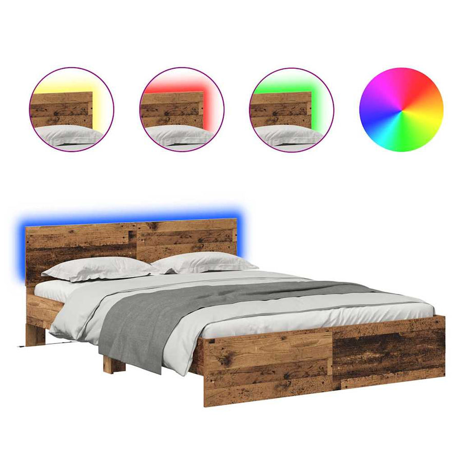 Bedframe met hoofdeinde Oud Hout 160 x 200 cm Bewerkt hout