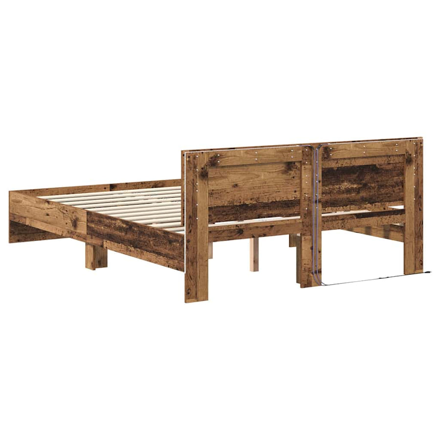 Bedframe met hoofdeinde Oud Hout 160 x 200 cm Bewerkt hout
