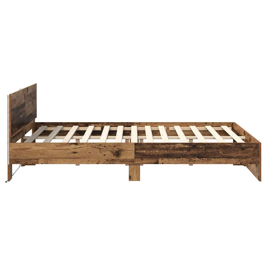 Bedframe met hoofdeinde Oud Hout 160 x 200 cm Bewerkt hout