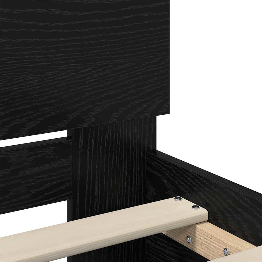 Bedframe met hoofdeinde Zwart Eiken 160 x 200 cm Bewerkt hout