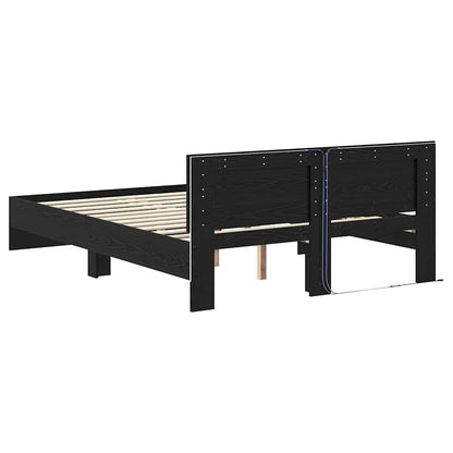 Bedframe met hoofdeinde Zwart Eiken 160 x 200 cm Bewerkt hout