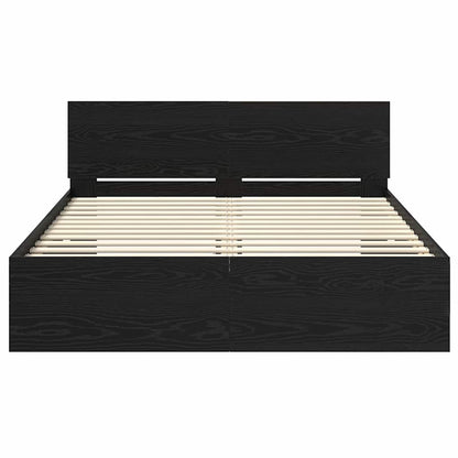 Bedframe met hoofdeinde Zwart Eiken 160 x 200 cm Bewerkt hout