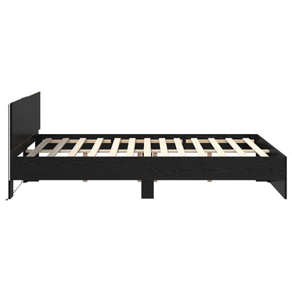 Bedframe met hoofdeinde Zwart Eiken 160 x 200 cm Bewerkt hout