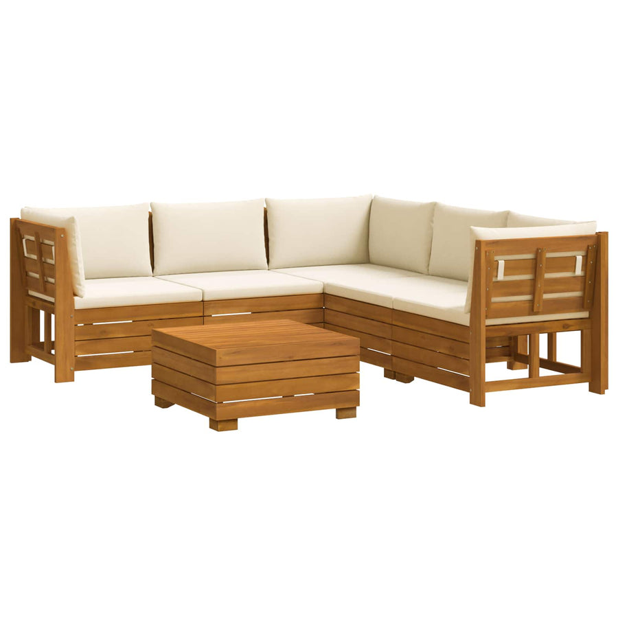 Buiten bankenset met kussen 6 Stuk Bruin Massief Acaciahout