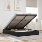 Ottoman bedframe zwart 153 x 203 cm metaal bewerkt hout