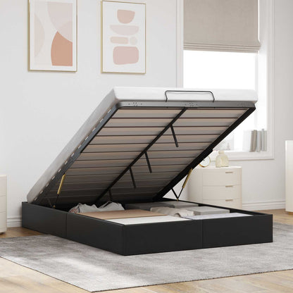 Ottoman Bedframe Zwart 153 x 203 cm Kunstleer