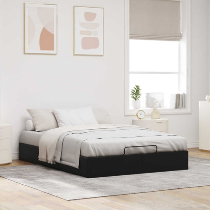 Ottoman Bedframe Zwart 153 x 203 cm Kunstleer