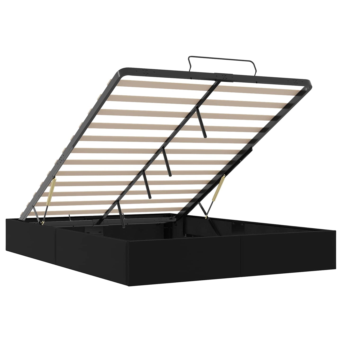 Ottoman Bedframe Zwart 153 x 203 cm Kunstleer
