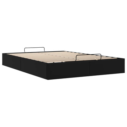 Ottoman Bedframe Zwart 153 x 203 cm Kunstleer