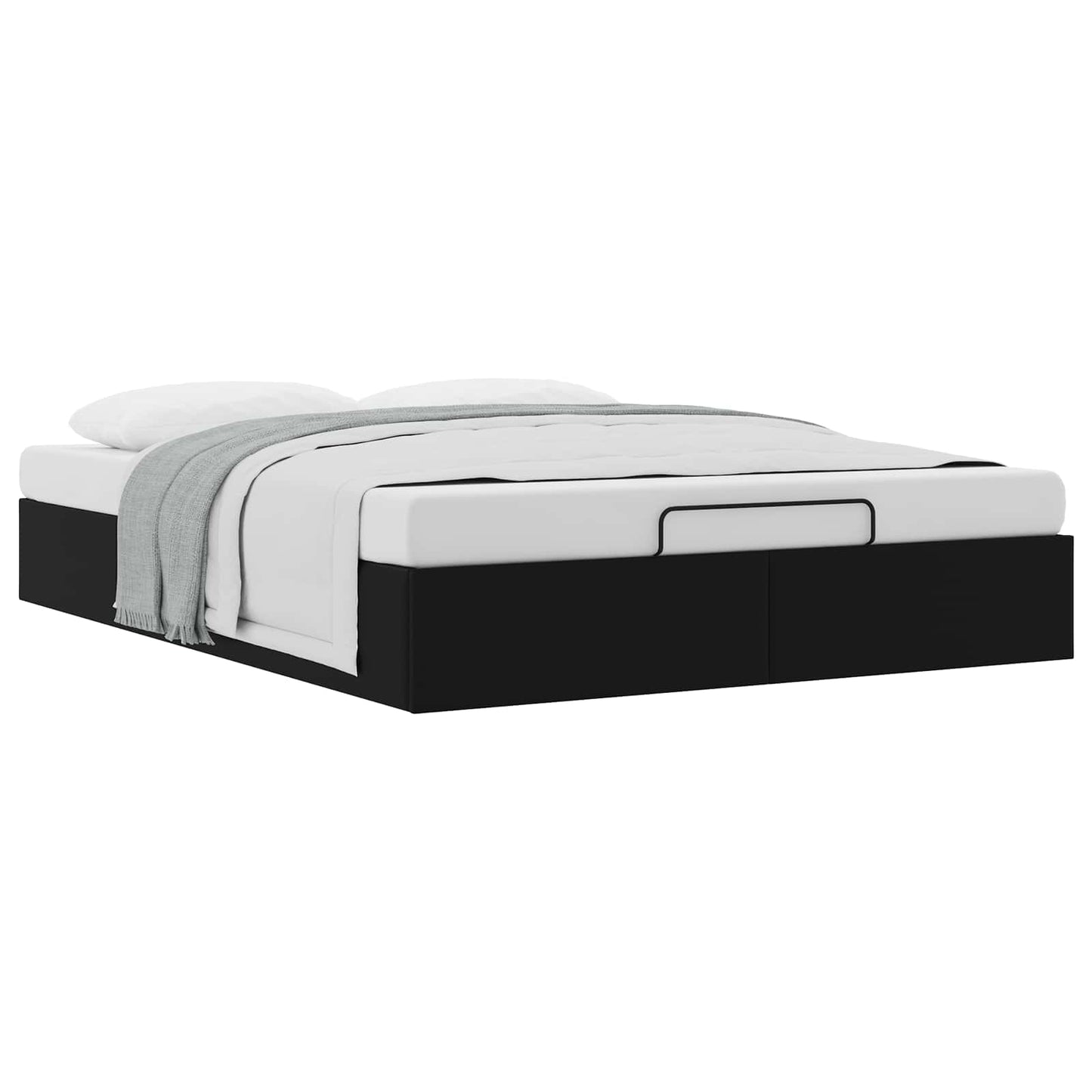 Ottoman Bedframe Zwart 153 x 203 cm Kunstleer