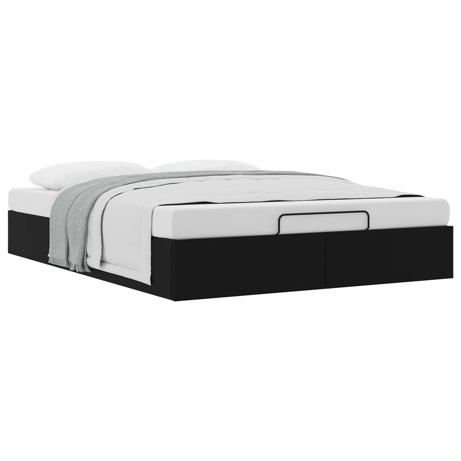 Ottoman Bedframe Zwart 153 x 203 cm Kunstleer