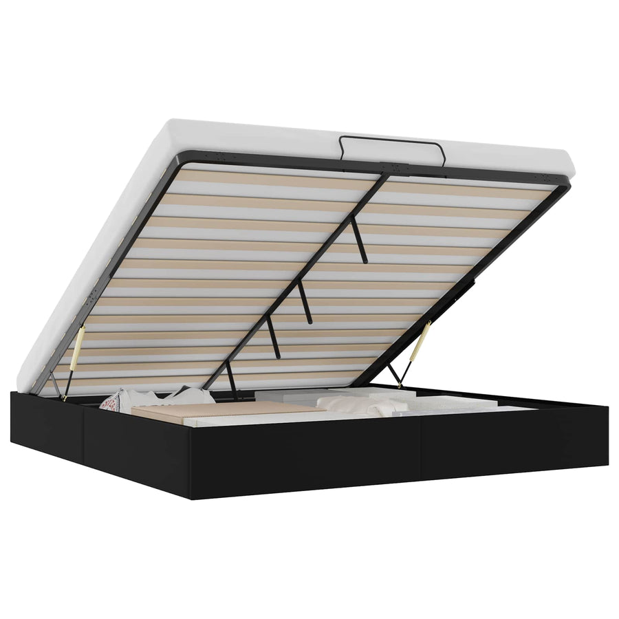 Ottoman Bedframe Zwart King size Kunstleer