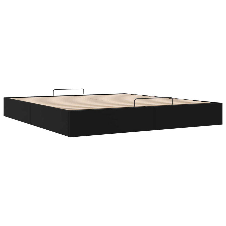 Ottoman Bedframe Zwart King size Kunstleer