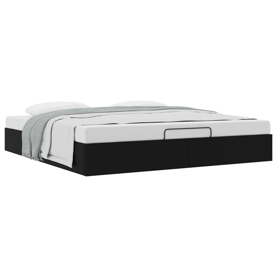 Ottoman Bedframe Zwart King size Kunstleer