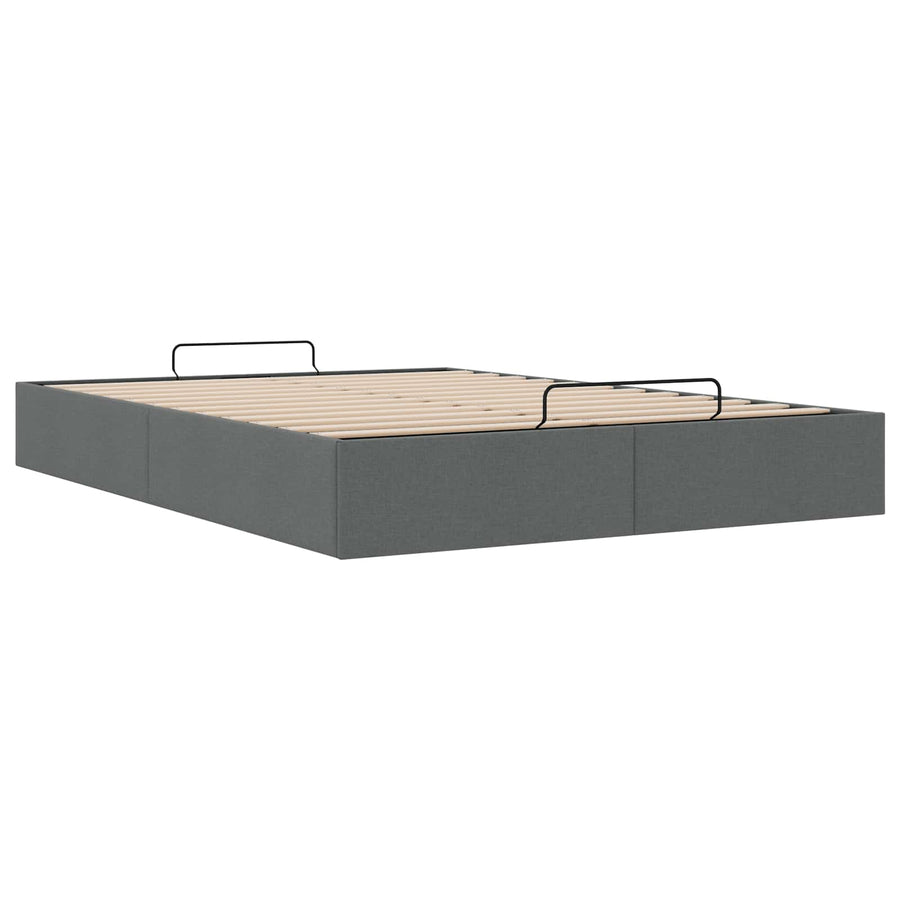 Ottoman Bedframe Donkergrijs 153 x 203 cm Stof