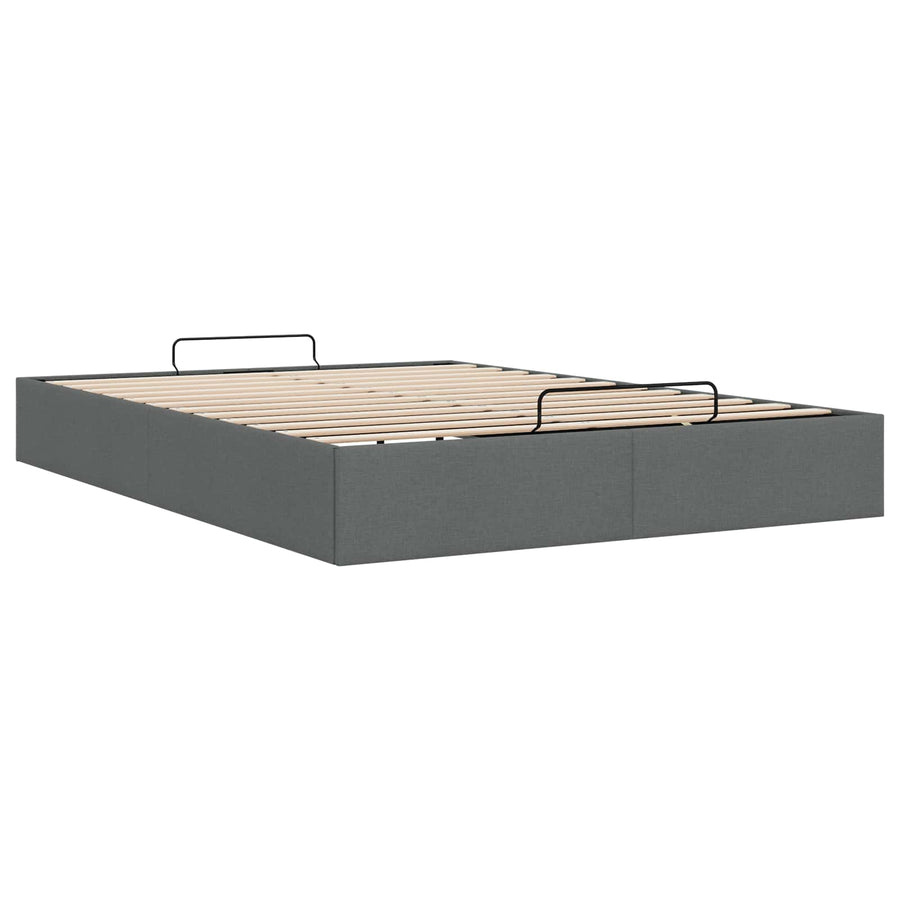 Ottoman Bedframe Donkergrijs 153 x 203 cm Stof