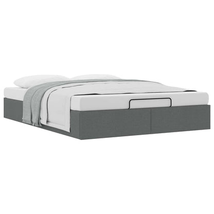 Ottoman Bedframe Donkergrijs 153 x 203 cm Stof