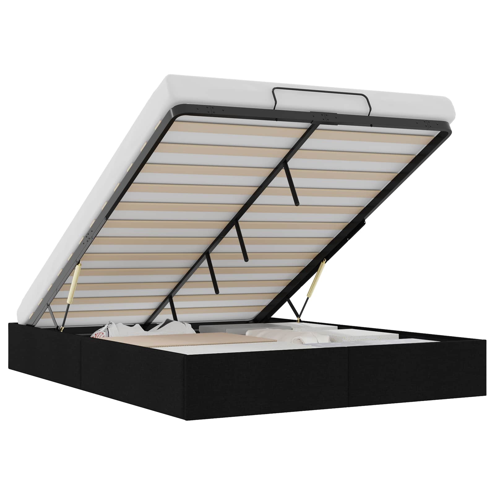 Ottoman Bedframe Zwart 153 x 203 cm Stof