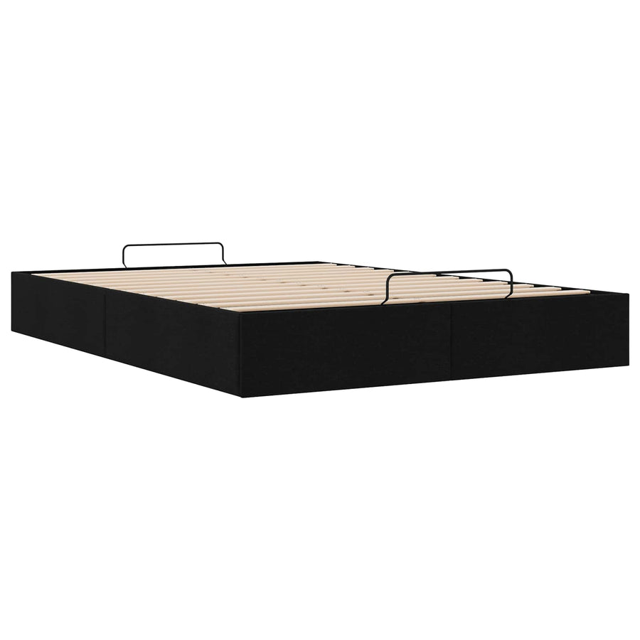 Ottoman Bedframe Zwart 153 x 203 cm Stof