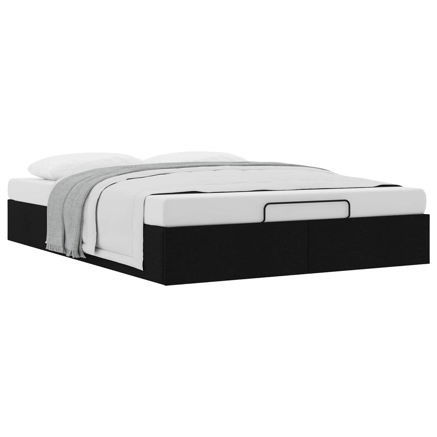 Ottoman Bedframe Zwart 153 x 203 cm Stof