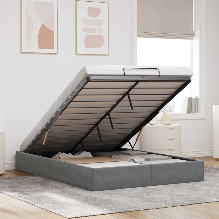 Ottoman Bedframe Donkergrijs Maat full Fluweel