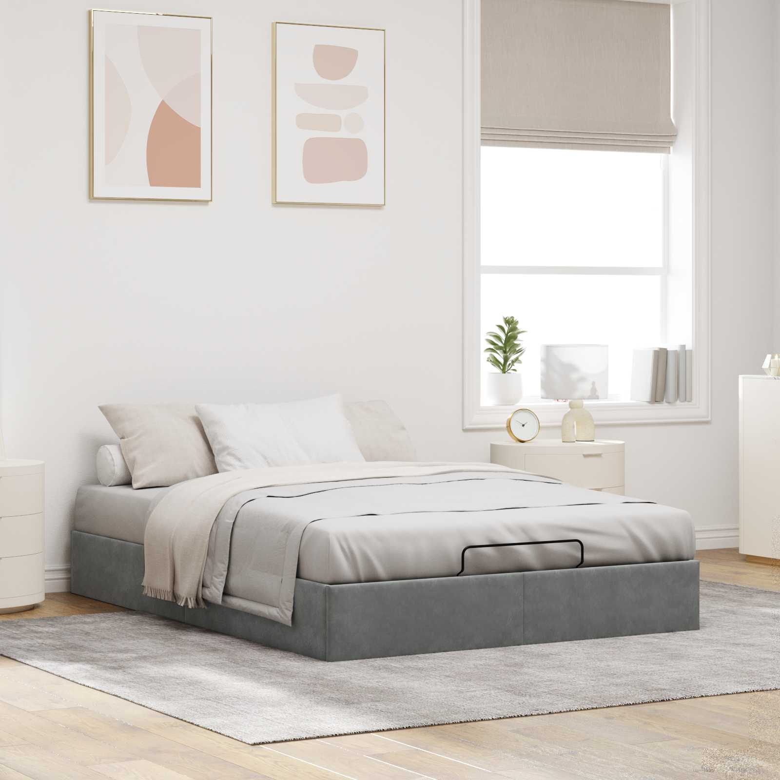 Ottoman Bedframe Donkergrijs Maat full Fluweel