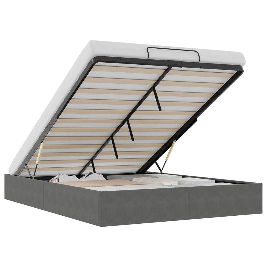 Ottoman Bedframe Donkergrijs Maat full Fluweel