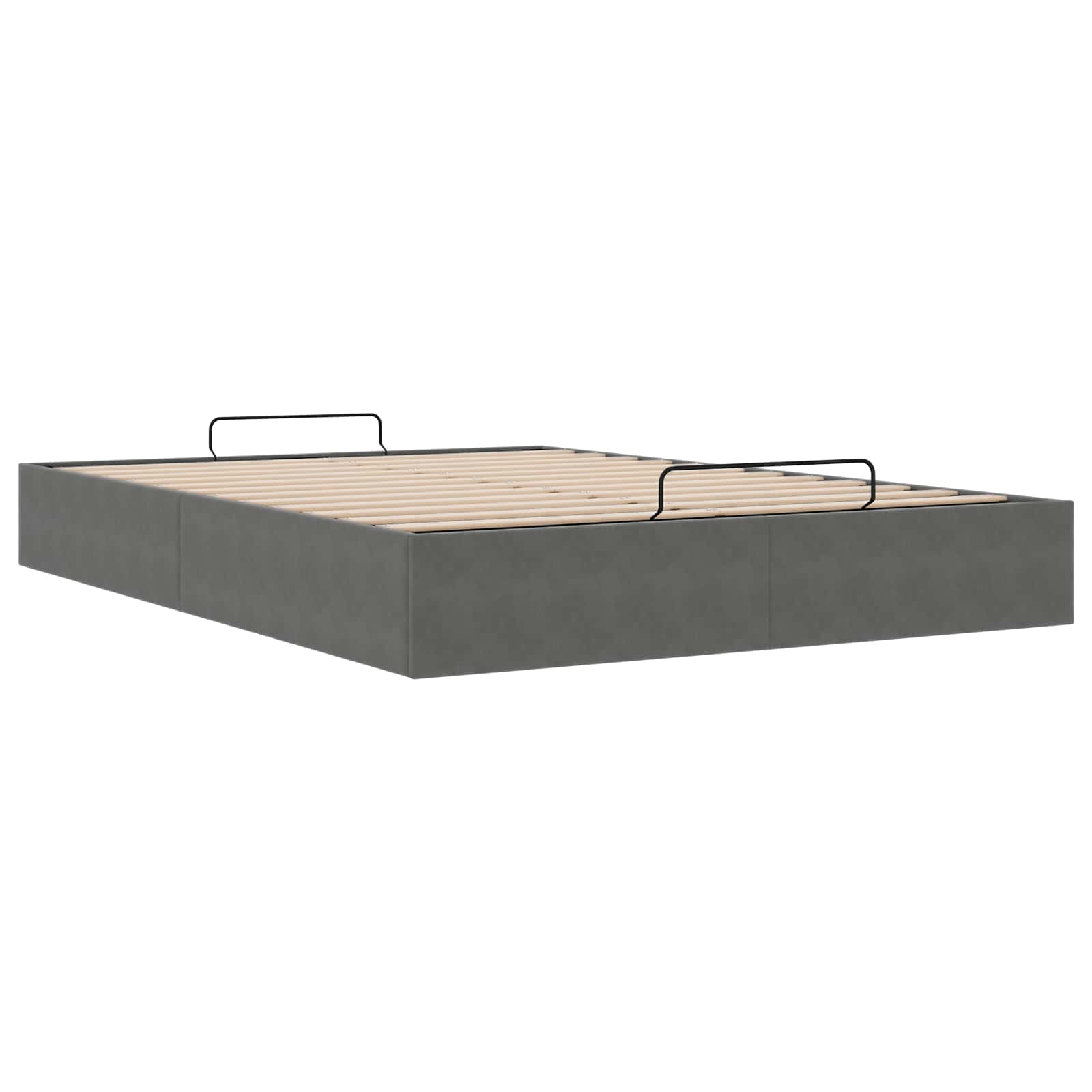 Ottoman Bedframe Donkergrijs 153 x 203 cm Fluweel