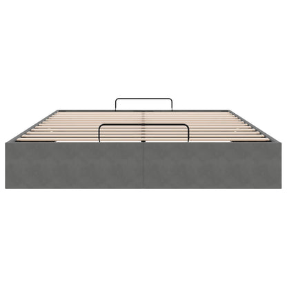 Ottoman Bedframe Donkergrijs 153 x 203 cm Fluweel
