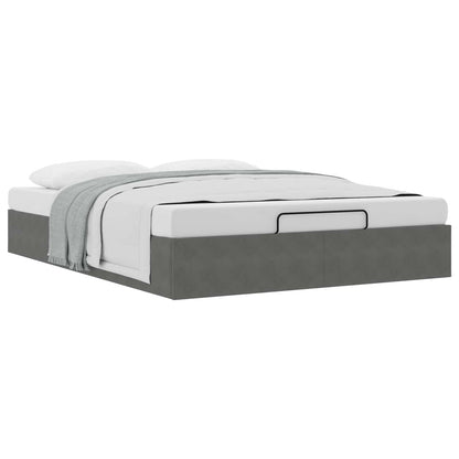 Ottoman Bedframe Donkergrijs 153 x 203 cm Fluweel