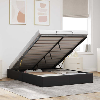 Ottoman Bedframe Zwart 153 x 203 cm Fluweel