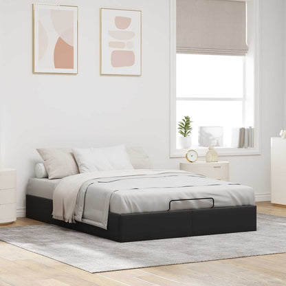 Ottoman Bedframe Zwart 153 x 203 cm Fluweel