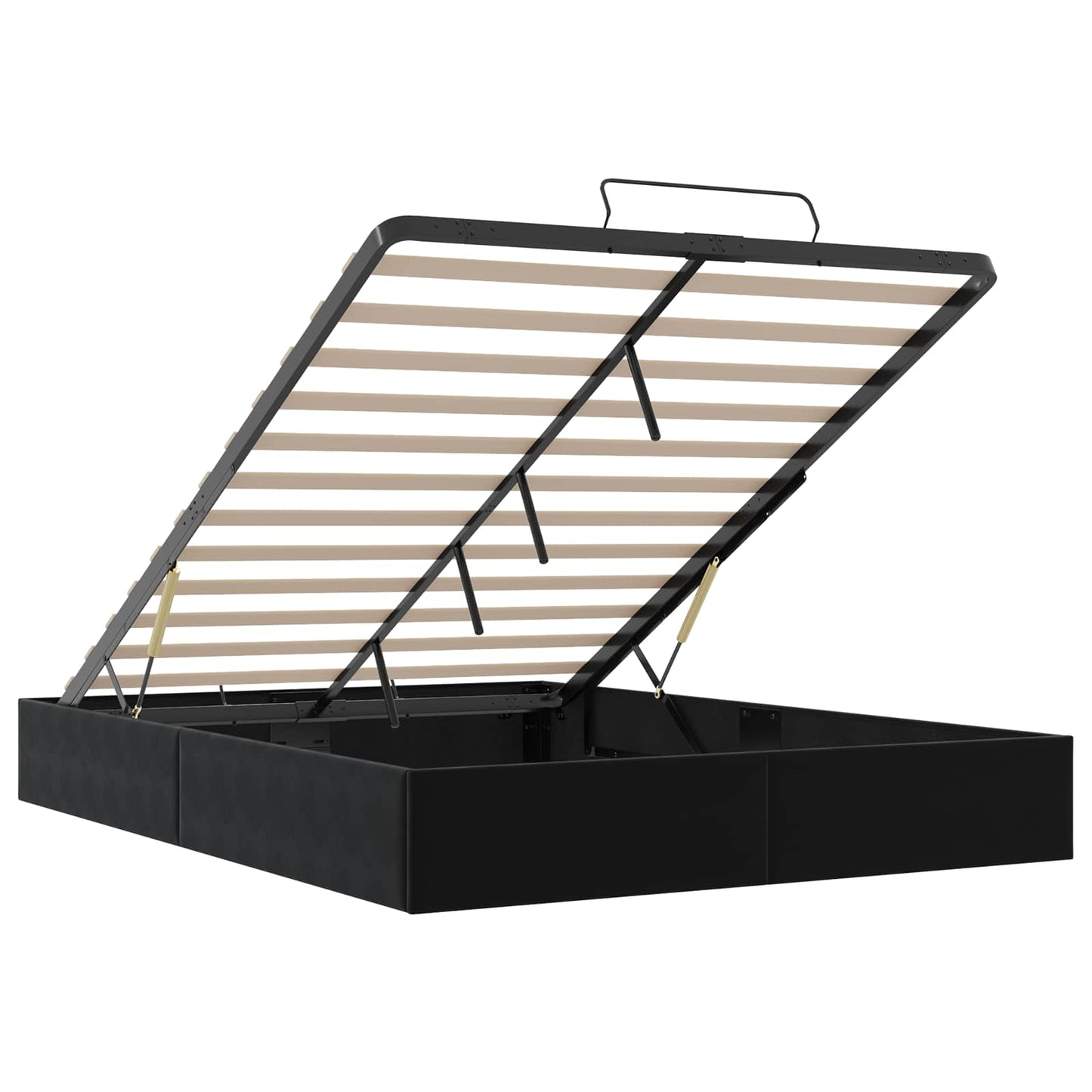 Ottoman Bedframe Zwart 153 x 203 cm Fluweel