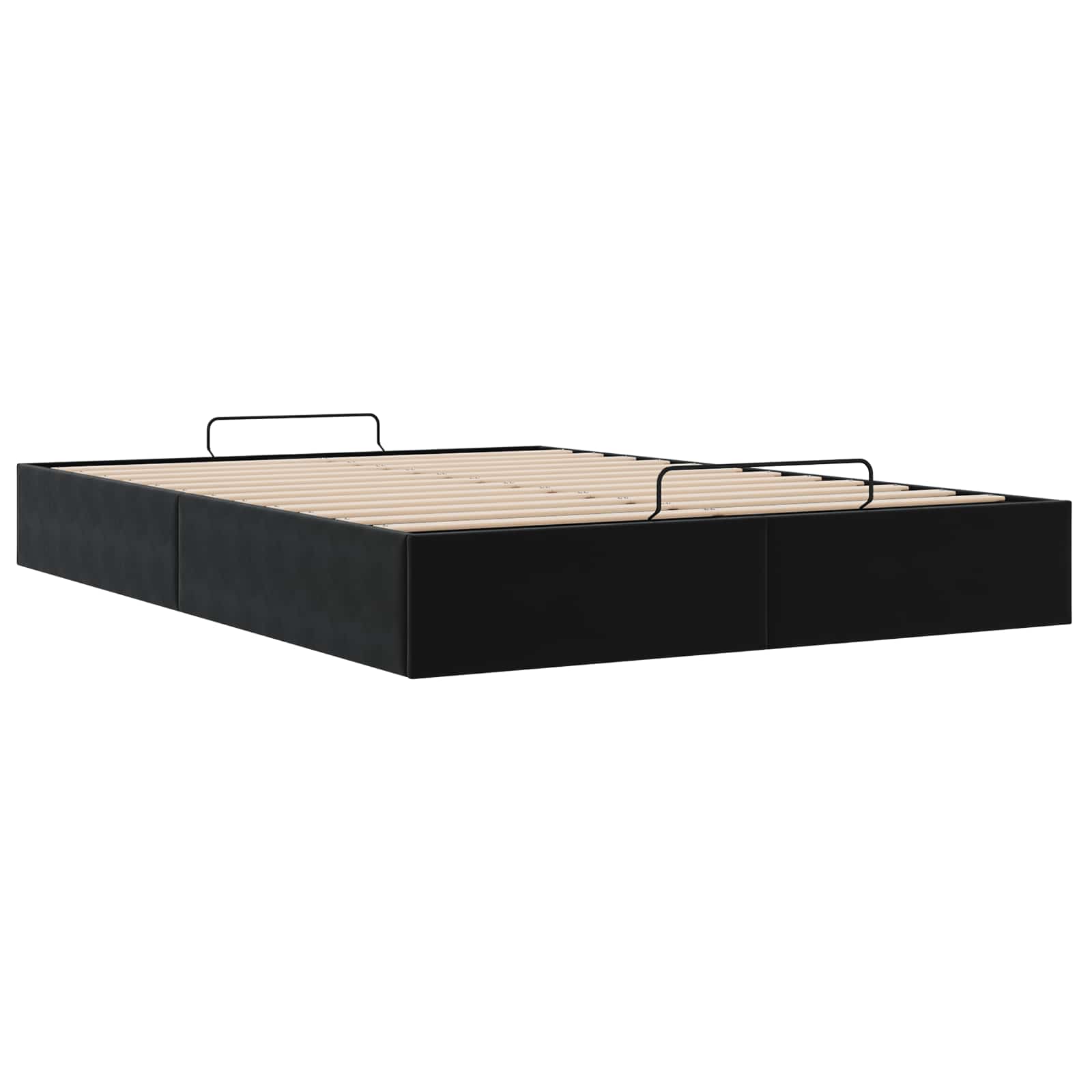 Ottoman Bedframe Zwart 153 x 203 cm Fluweel