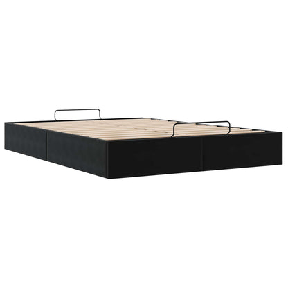 Ottoman Bedframe Zwart 153 x 203 cm Fluweel
