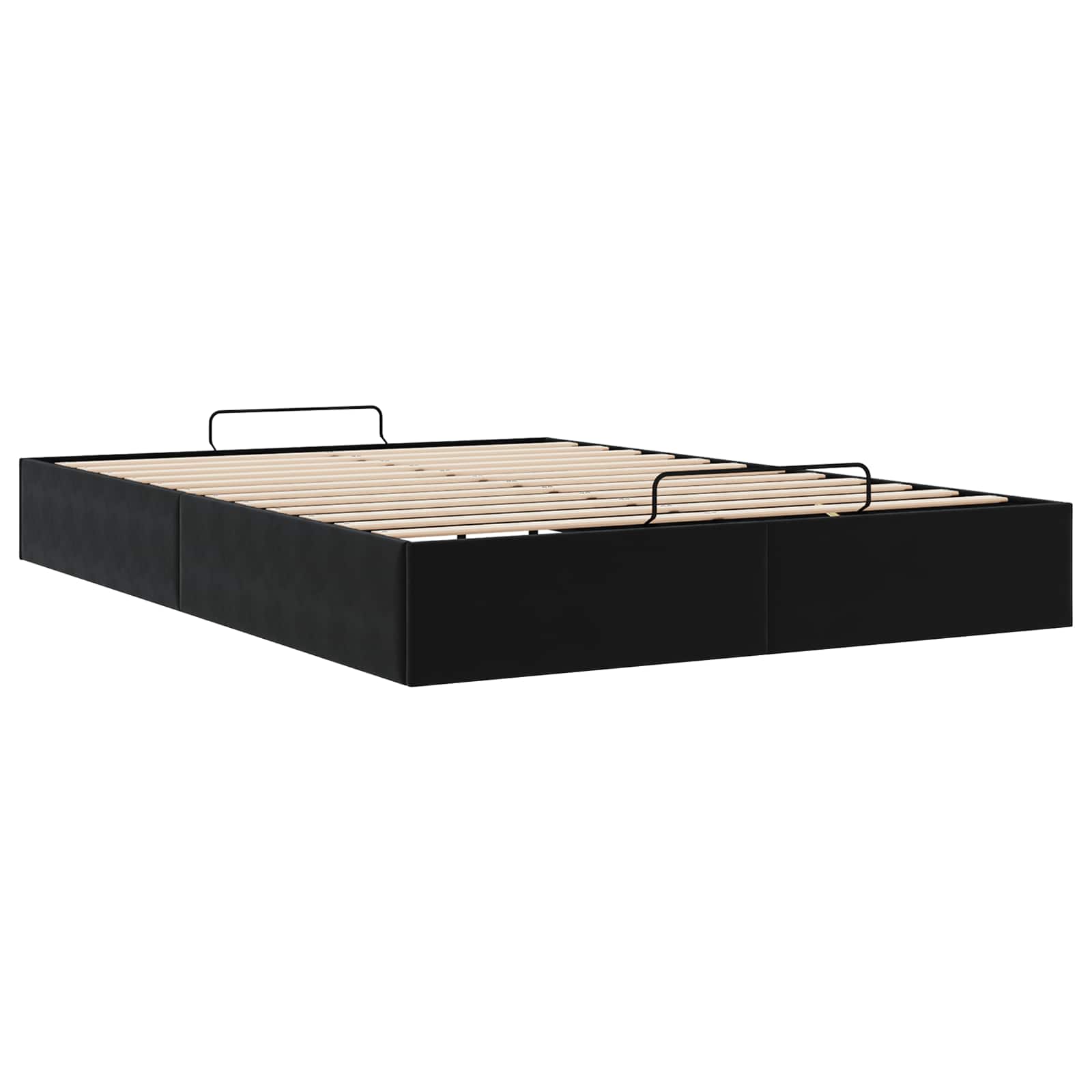 Ottoman Bedframe Zwart 153 x 203 cm Fluweel