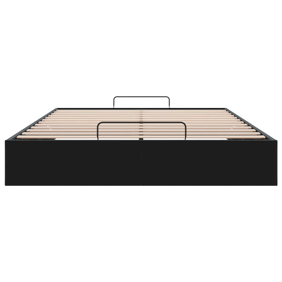 Ottoman Bedframe Zwart 153 x 203 cm Fluweel