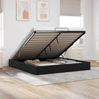 Ottoman bedframe zwart king size metaal bewerkt hout