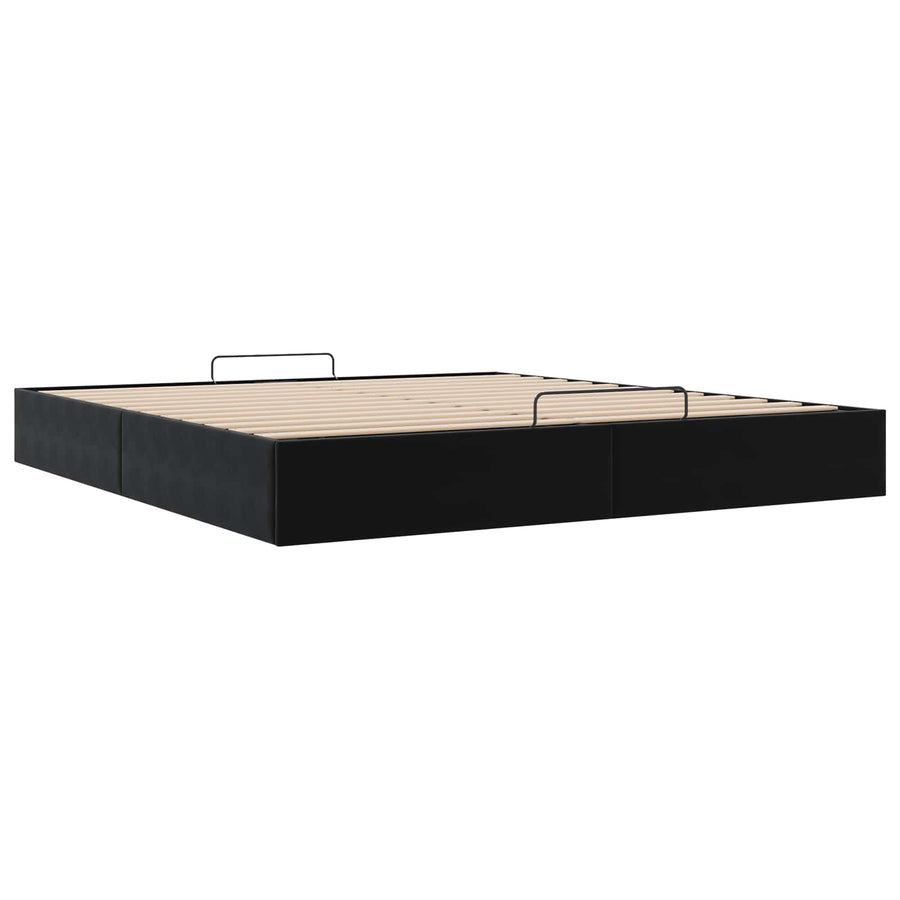 Ottoman Bedframe Zwart King size Fluweel