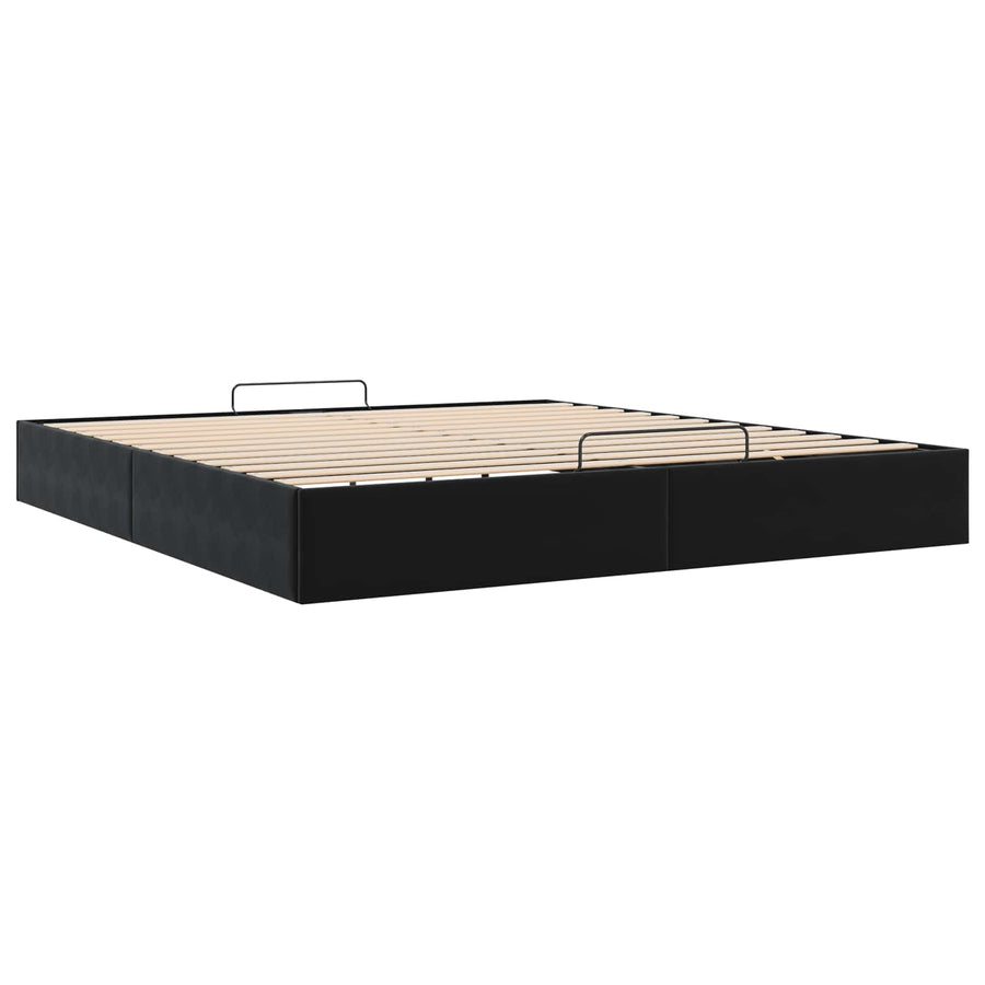 Ottoman Bedframe Zwart King size Fluweel