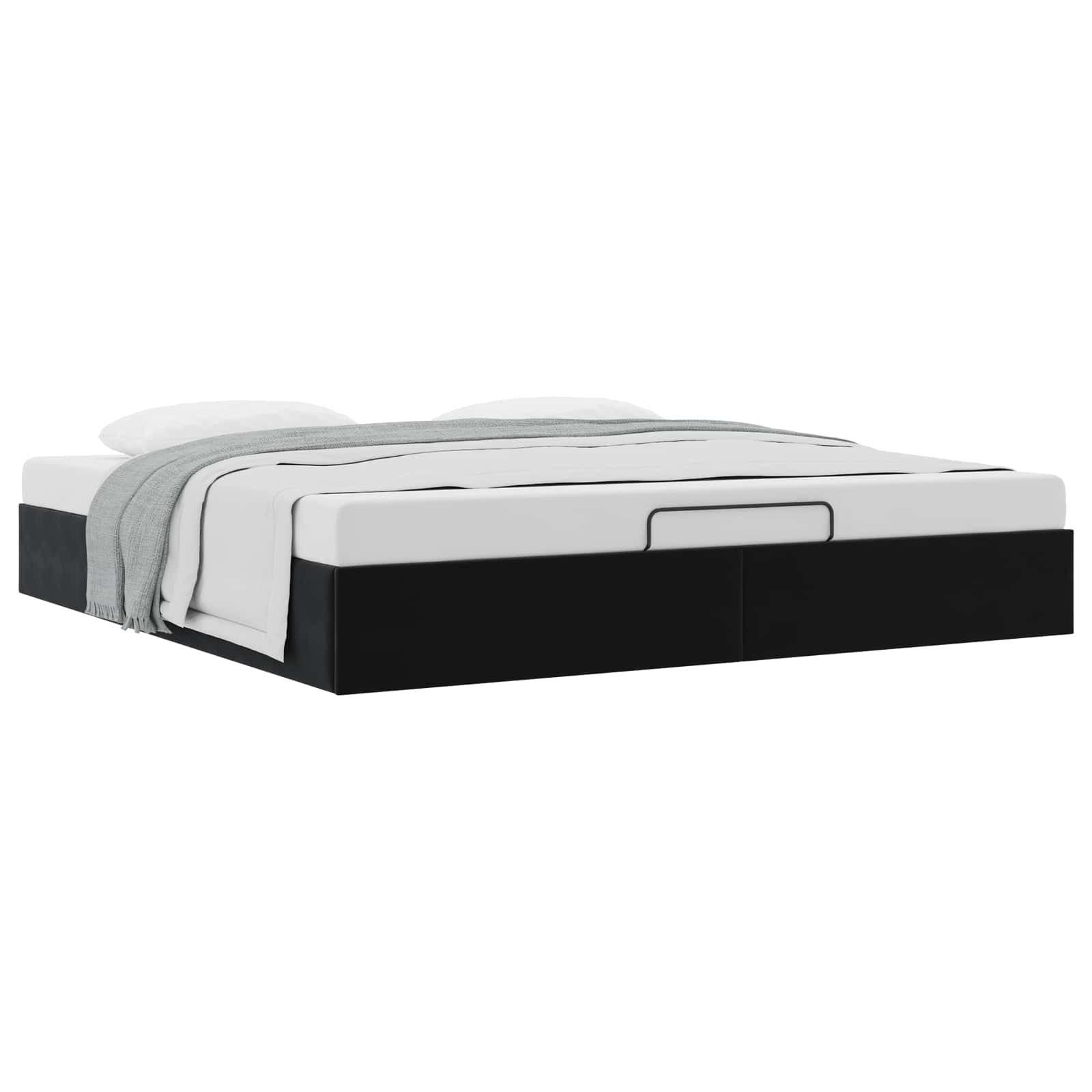 Ottoman Bedframe Zwart King size Fluweel