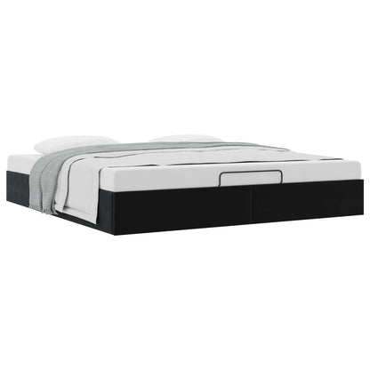 Ottoman Bedframe Zwart King size Fluweel