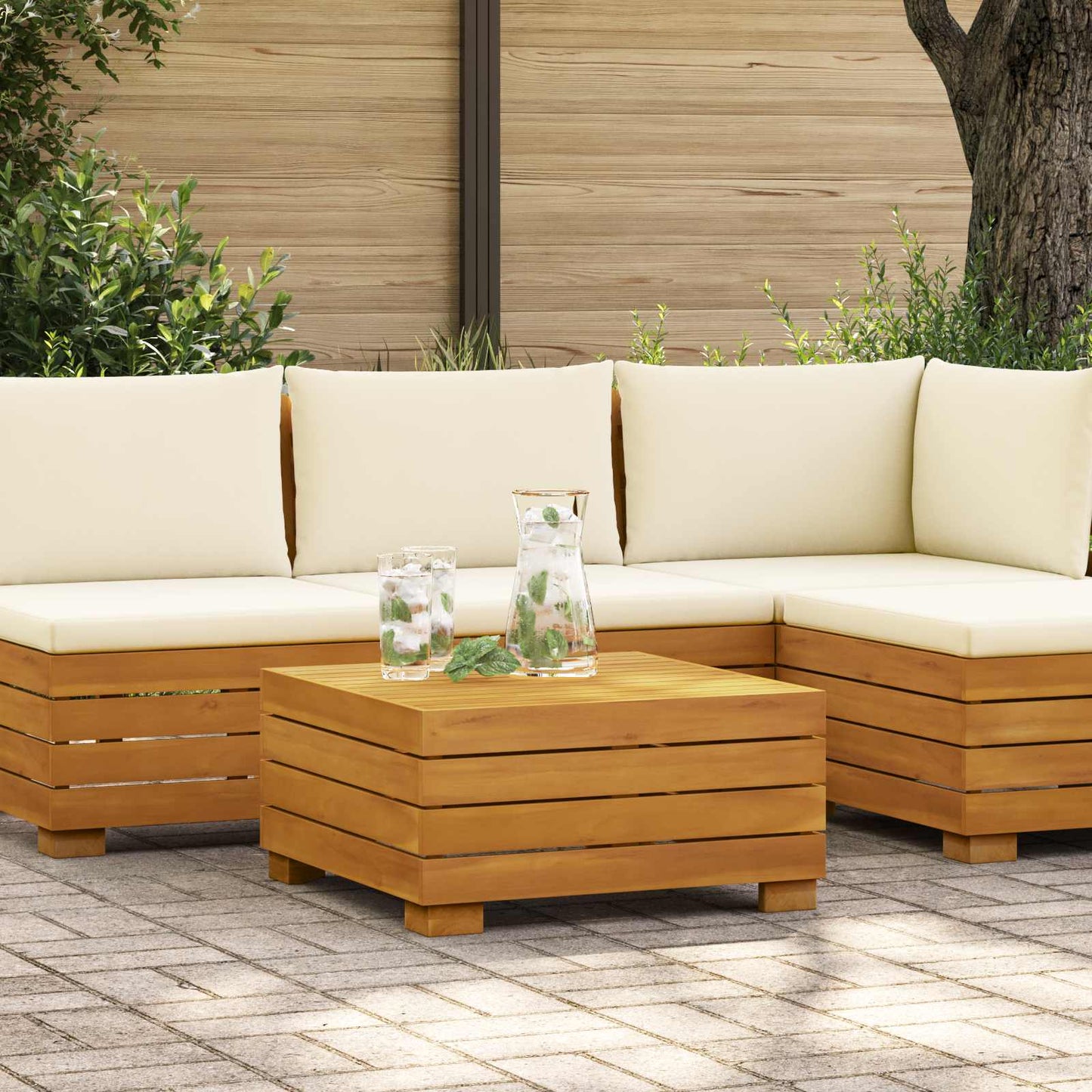 Tuin Bijzettafel Massief Acaciahout Bruin 60 x 60 x 30 cm