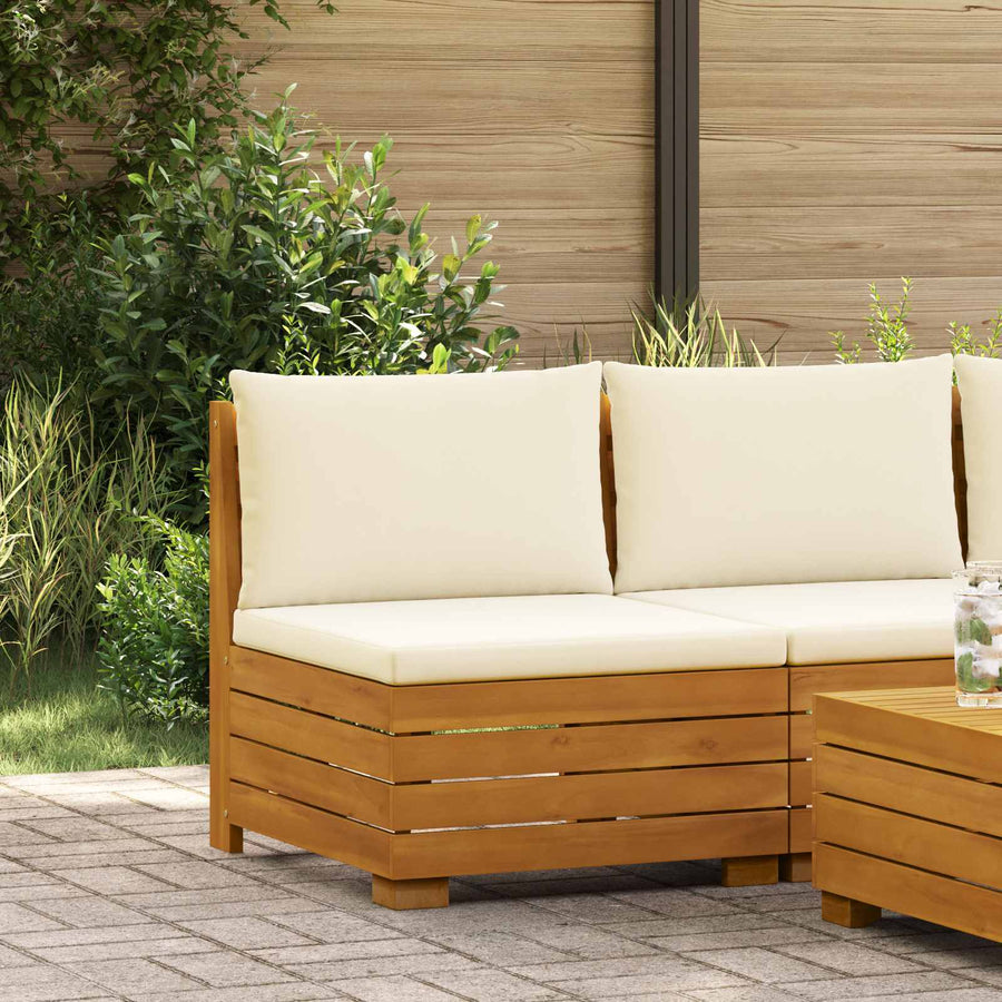 Tuin Midden Sofa Massief Acaciahout Bruin Crèmewit